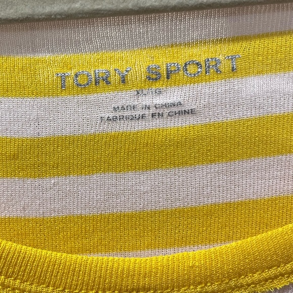 TORY SPORT PRE-LOVED AUTHENTIC YELLOW/WHITE STRIPES LONG SLEEVES COTTON T-SHIRT - Picture 13 of 14